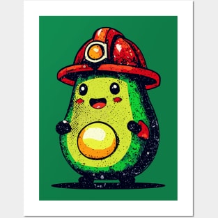 Retro avocado firefighter Posters and Art